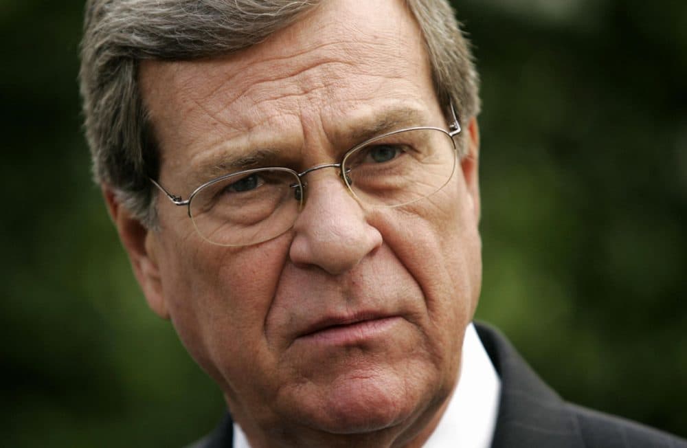 Former Senate Minority Whip Trent Lott pauses while speaking to the media after a meeting with US President George W. Bush at the White House in Washington, DC, 02 October 2007. (Saul Loeb/AFP/Getty Images)