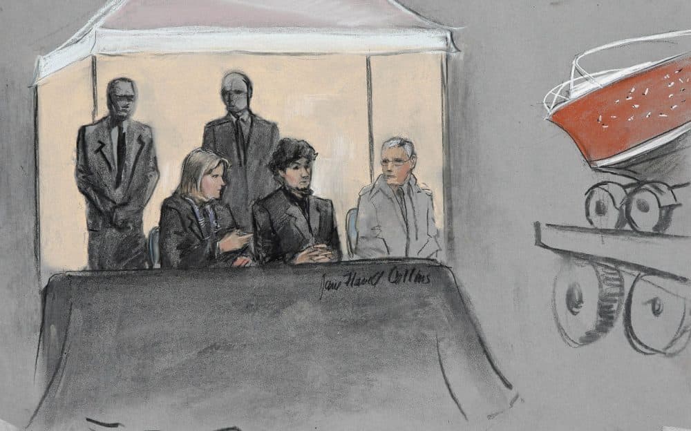 Dzhokhar Tsarnaev, admitted Boston Marathon bomber, faces 30 charges in court. (Jane Flavell Collins/AP)