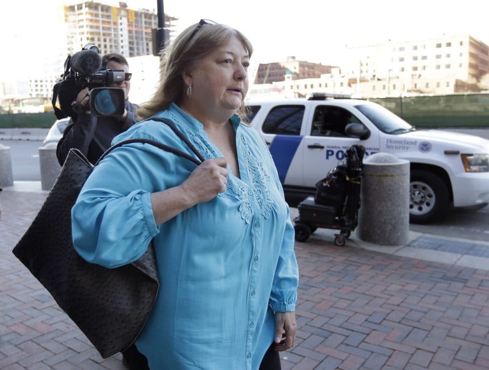 Liz Norden, whose two sons lost legs in the 2013 Boston Marathon bombing, arrives at federal court on Thursday. (Steven Senne/AP)