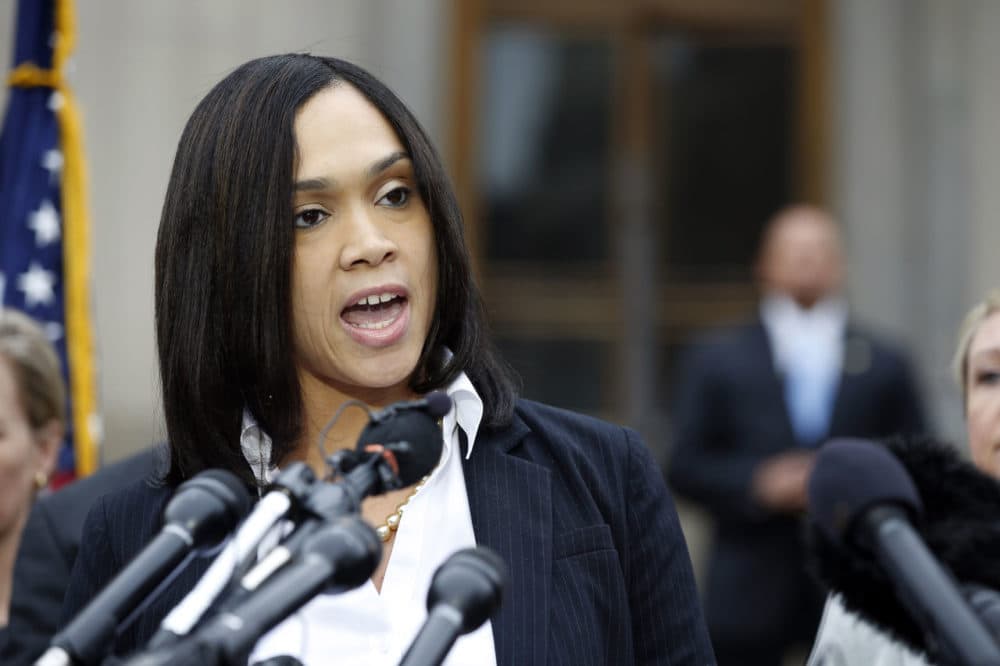 Marilyn Mosby, Baltimore state's attorney, speaks during a press conference, Friday in Baltimore. Mosby announced criminal charges against all six officers suspended after Freddie Gray suffered a fatal spinal injury in police custody.  (Alex Brandon/AP)