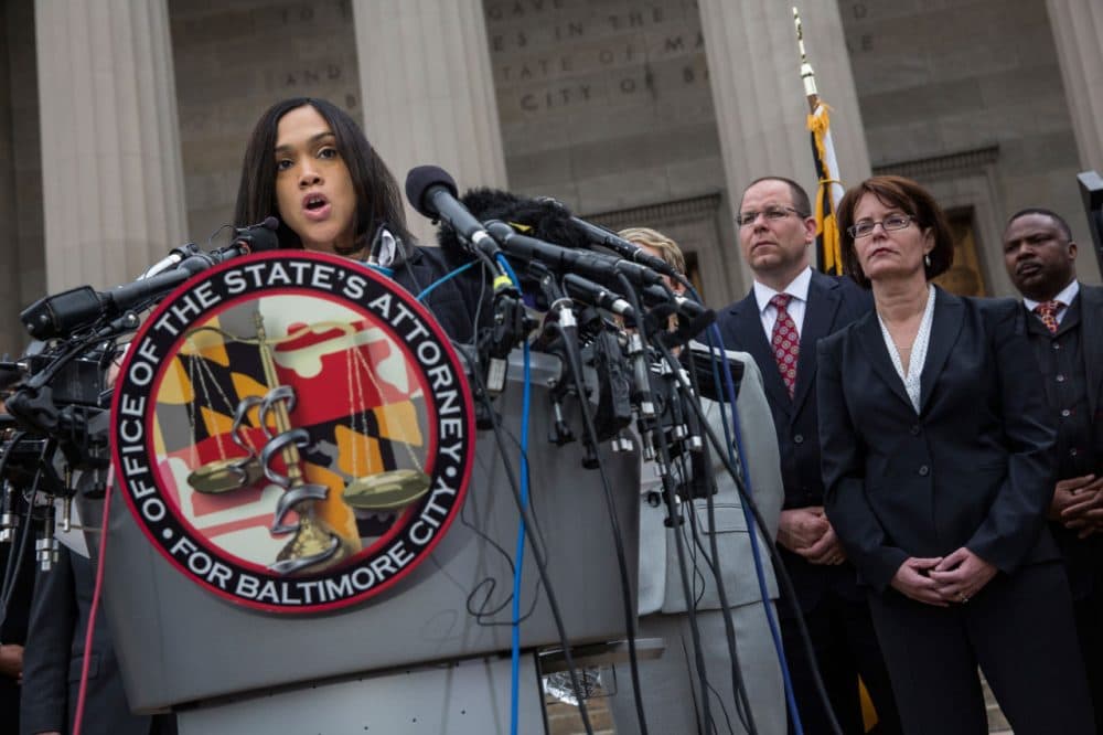 Baltimore's top prosecutor Marilyn J. Mosby announces that criminal charges will be filed against Baltimore police officers in the death of Freddie Gray on May 1, 2015 in Baltimore, Maryland. Gray died in police custody after being arrested on April 12, 2015. (Andrew Burton/Getty Images)
