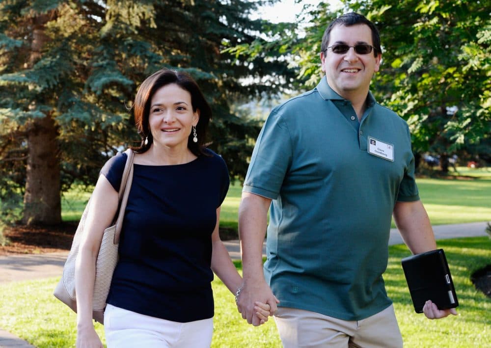 Sheryl Sandberg, COO of Facebook, and her husband David Goldberg are pictured on July 10, 2013 in Sun Valley, Idaho. (Kevork Djansezian/Getty Images)