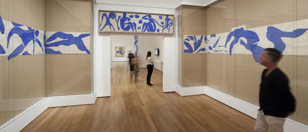 The Swimming Pool (1952) in the exhibition Henri Matisse: The Cut-Outs at the Museum of Modern Art in New York. (Jonathan Muzikar/MoMA)