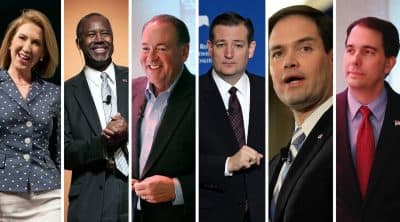 From left to right: Carly Fiorina, Ben Carson, Mike Huckabee, Ted Cruz, Marco Rubio and Scott Walker are all vying for the Republican presidential nomination. (Noam Galai/Bill Pugliano/Scott Olson/Ethan Miller/Darren McCollester/Scott Olson/Getty Images)