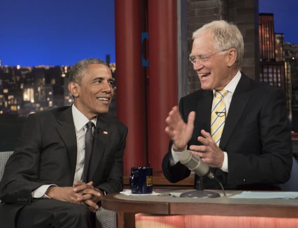US President Barack Obama tapes an appearance on the &quot;Late Show with David Letterman&quot; in New York on May 4, 2015. (Nicholas Kamm/AFP/Getty Images)