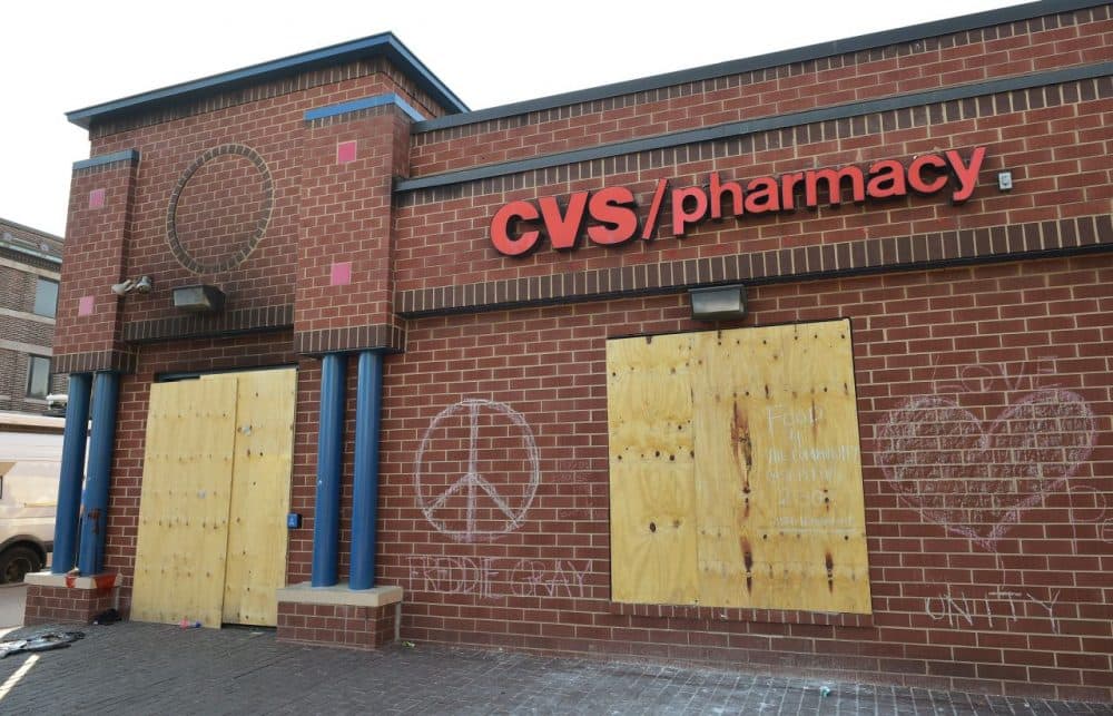 The boarded CVS Pharmacy is seen at Pennsylvania and West North avenues  in West Baltimore on May 4, 2015.  (Mandel Ngan/AFP/Getty Images)