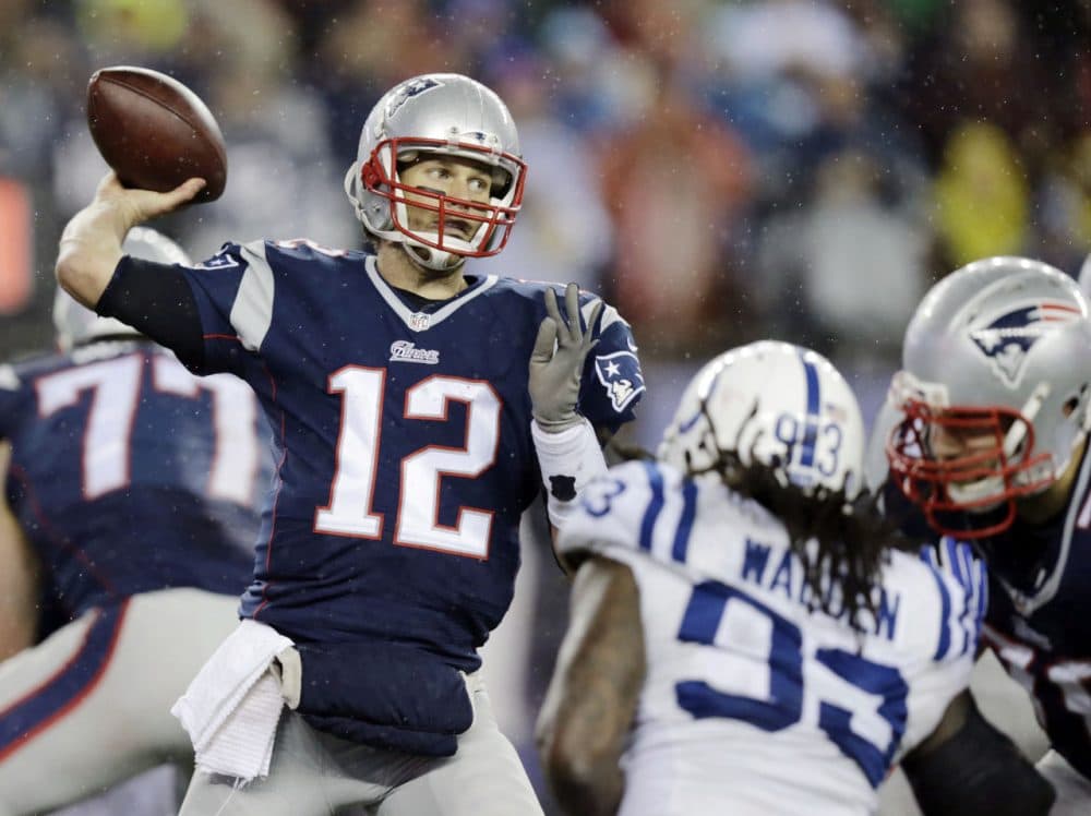 New England Patriots quarterback Tom Brady passes against the Indianapolis Colts during the AFC Championship game in Foxborough on Jan. 18. (Charles Krupa/AP)