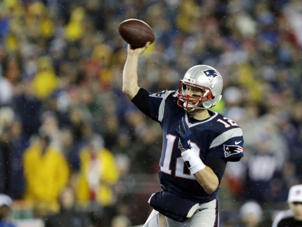Tom Brady throws during the AFC Championship game against the Indianapolis Colts in January. (Charles Krupa/AP)
