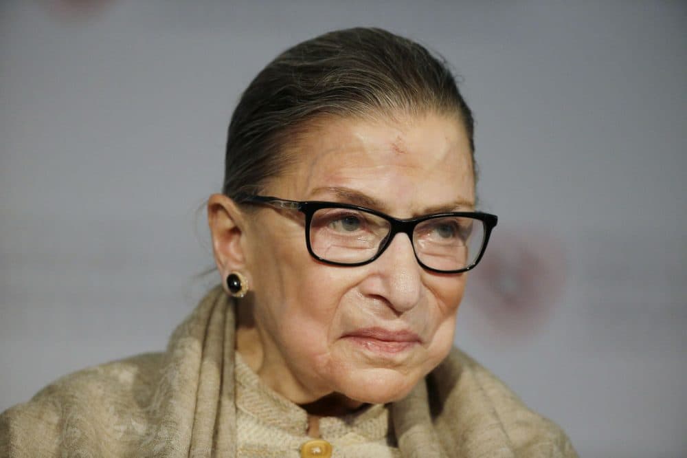Supreme Court Justice Ruth Bader Ginsburg was in Cambridge Friday to accept a Radcliffe Medal, which Harvard University's Radcliffe Institute awards annually to an individual who has had a &quot;transformative impact&quot; on society. (Stephan Savoia/AP)