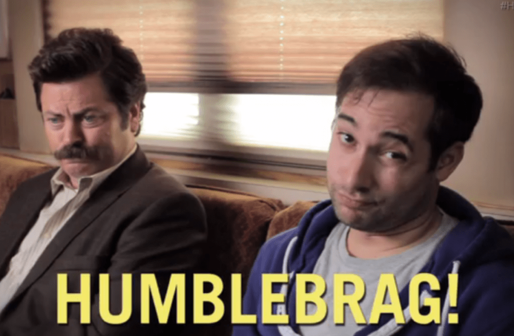 Comedy writer Harris Wittels (right) coined the term humblebrag and wrote a book &quot;Humblebrag: The Art of False Modesty&quot; based on his @humblebrag Twitter account. (Screenshot from the book's trailer)