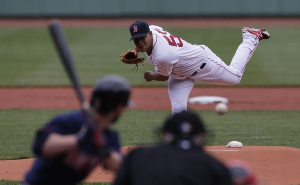 Boston Red Sox starting pitcher Eduardo Rodriguez delivers during the first inning of game 1 in a doubleheader at Fenway, Wednesday, June 3, 2015. (Charles Krupa/AP)