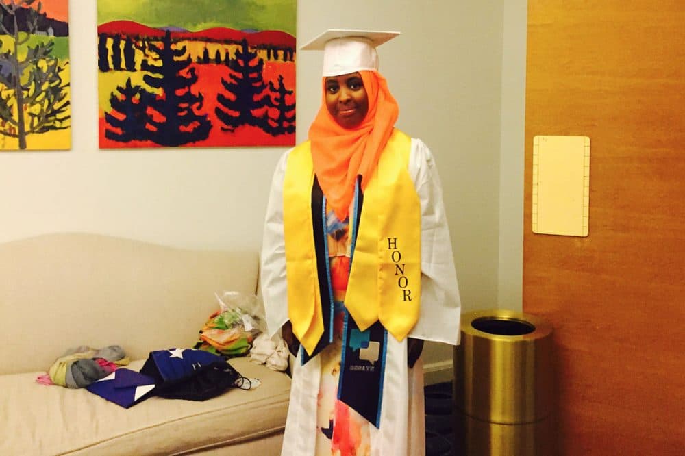 Fatuma Mohamed, on graduation day (Delores Handy/WBUR)