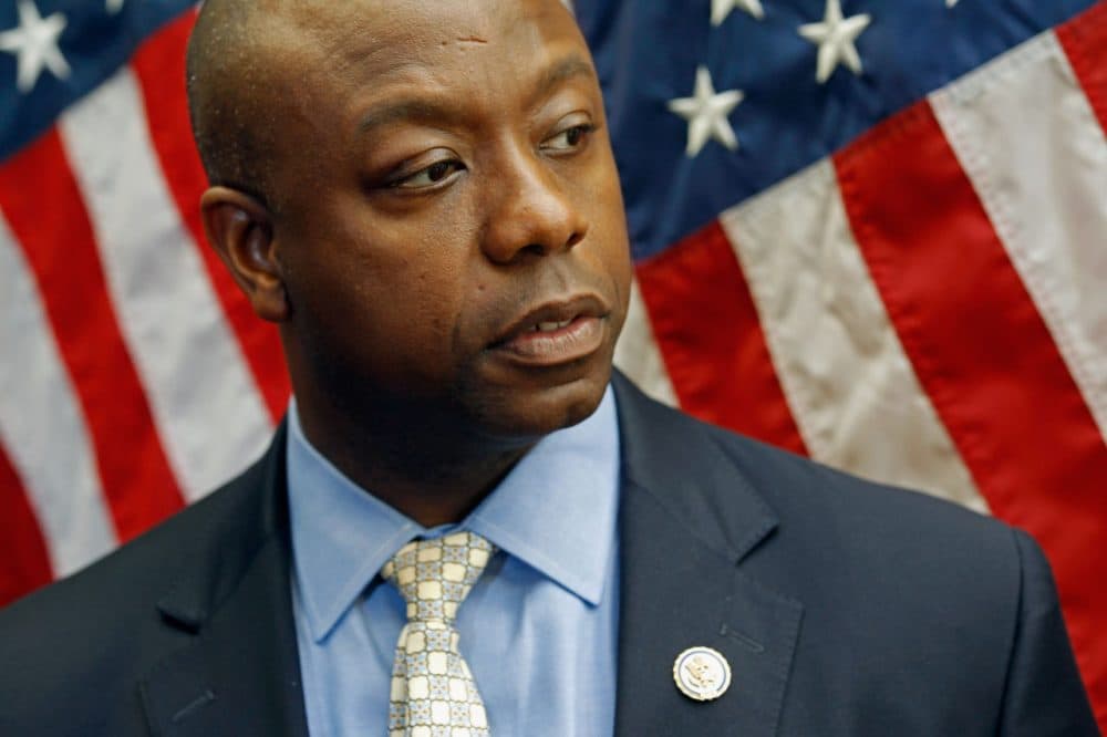 Rep. Tim Scott (R-SC) makes brief remarks with fellow GOP freshmen after a meeting with Treasury Secretary Timothy Geithner at the U.S. Capitol June 2, 2011 in Washington, DC. Geithner met with House freshmen from both parties to talk about the debit ceiling. (Chip Somodevilla/Getty Images)