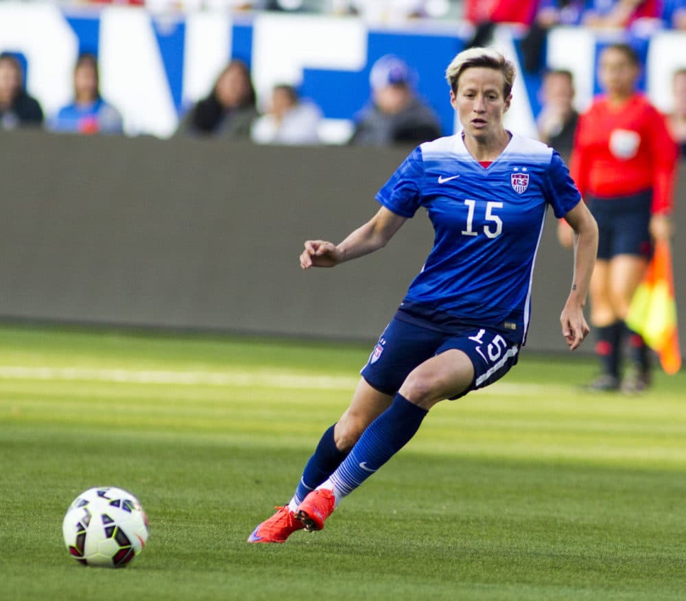 The United States midfielder Megan Rapinoe #15 iduring a soccer friendly match against Mexico, in May in Carson, Calif. The U.S. won 5-1. (Ringo H.W. Chiu/AP)