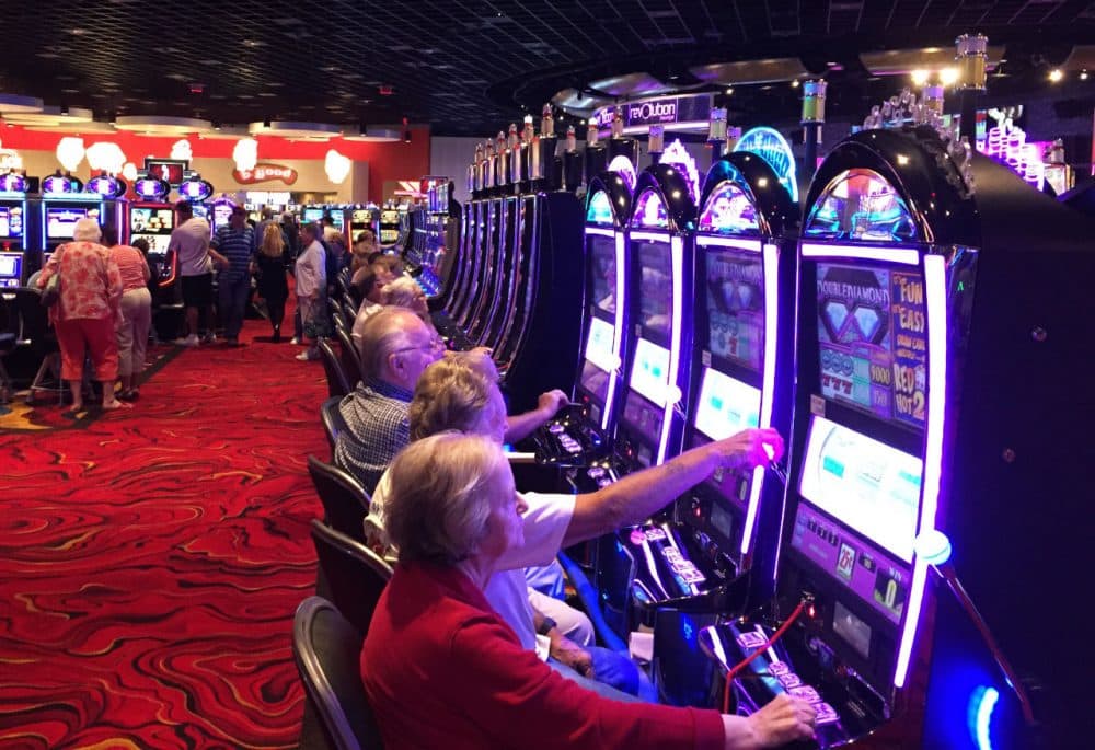 Plainridge Park Casino is packed on Monday for a pre-opening test run. (Jack Lepiarz/WBUR)