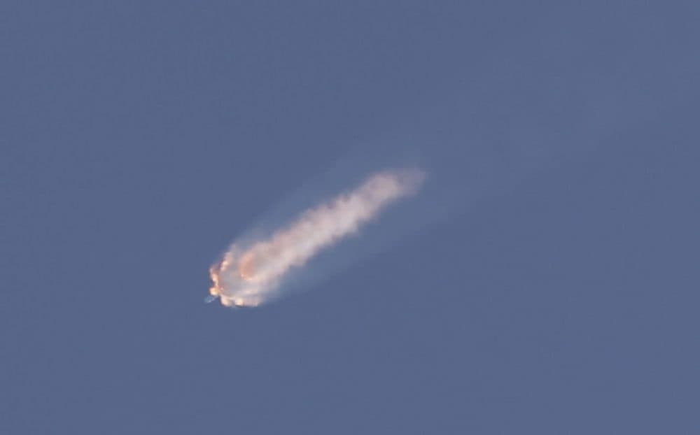 The SpaceX Falcon 9 rocket and Dragon spacecraft breaks apart shortly after liftoff at the Cape Canaveral Air Force Station in Cape Canaveral, Fla., Sunday, June 28, 2015. The rocket was carrying supplies to the International Space Station. (John Raoux/AP)