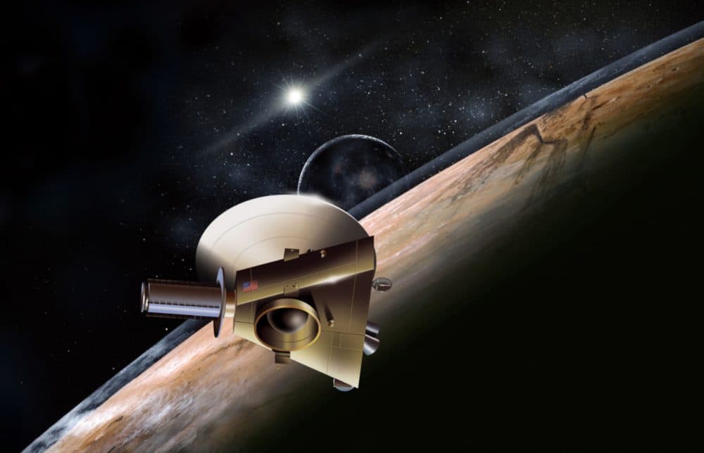 In this artists rendering, NASA's New Horizons spacecraft approaches Pluto. (NASA)
