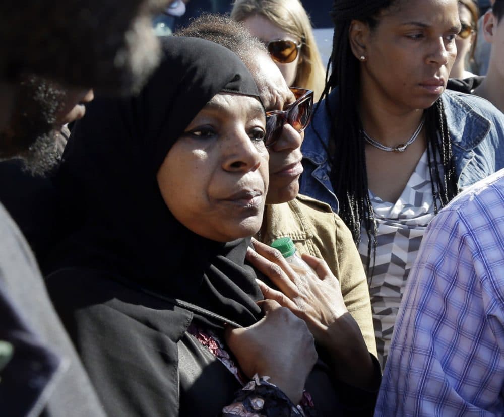 Rahimah Rahim, mother of shooting victim Usaama Rahim, during a news conference Thursday. (Elise Amendola/AP)