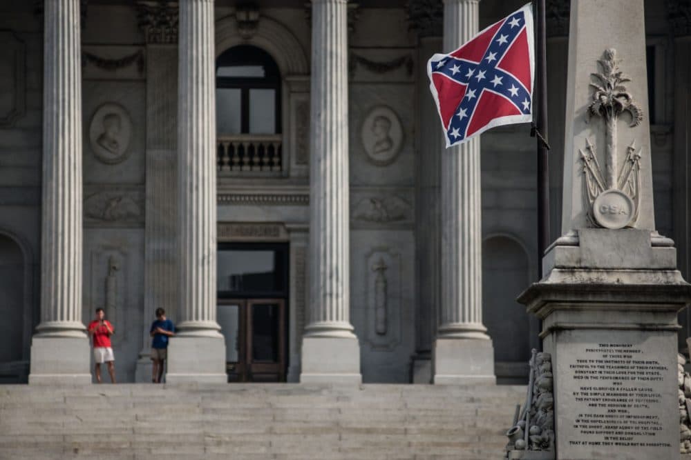 The Confederate battle flag flies at the South Carolina state house on July 8, 2015 in Columbia, South Carolina. (Sean Rayford/Getty Images)