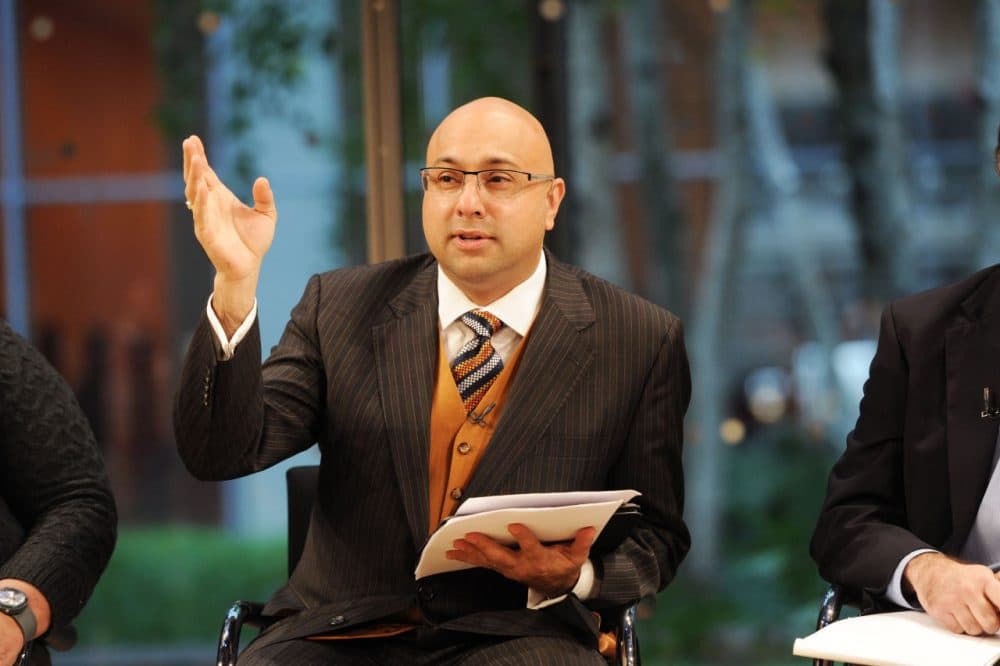 Ali Velshi, host of &quot;Ali Velshi on Target&quot; on Al Jazeera America,  attends the Food Dialogues: New York on Thursday, Nov. 15, 2012 in New York. (Evan Agostini/Invision for USFRA/AP)