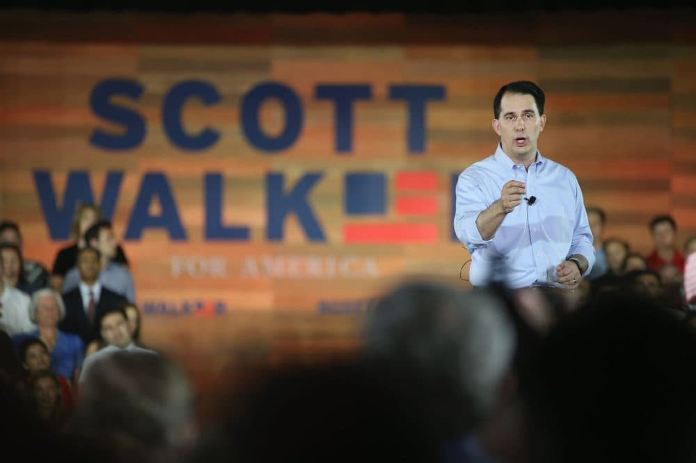 Wisconsin Governor Scott Walker announces to supporters and news media gathered at the Waukesha County Expo Center that he will seek the Republican nomination for president on July 13, 2015 in Waukesha, Wisconsin. (Scott Olson/Getty Images)