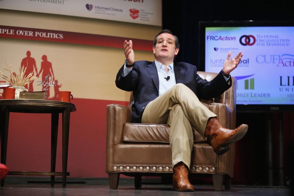 Republican presidential hopeful Senator Ted Cruz of Texas fields questions at The Family Leadership Summit at Stephens Auditorium on July 18, 2015 in Ames, Iowa. (Scott Olson/Getty Images)