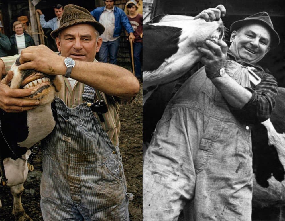 Willis Hicks, an auctioneer who ran the Commission Sales in Cadys Falls, drew crowds at his auctions and caught the eye of not one, but two photographers: Nathan Benn, of National Geographic, and Vermont photographer Peter Miller. (Photo on the left by Nathan Benn/National Geographic. Photo on the right by Peter Miller/Vermont People)