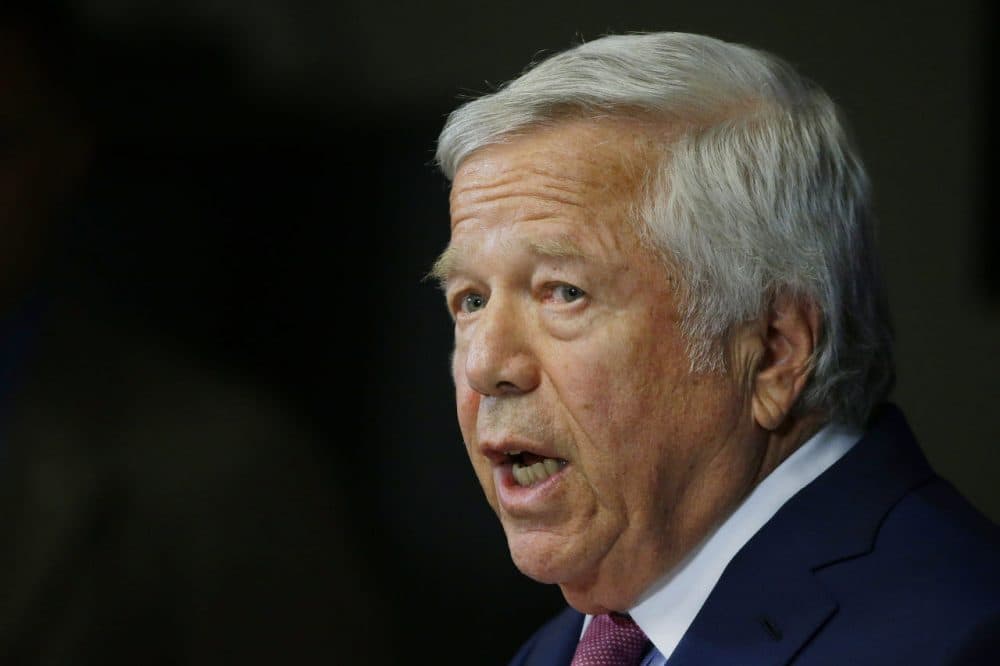 Patriots owner Robert Kraft has been charged with two counts of soliciting prostitution. (Stephan Savoia/AP)