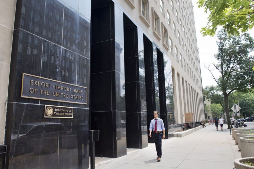 A man walks past the Export-Import Bank of the United States, Tuesday, July 28, 2015, in Washington. (Jacquelyn Martin/AP)