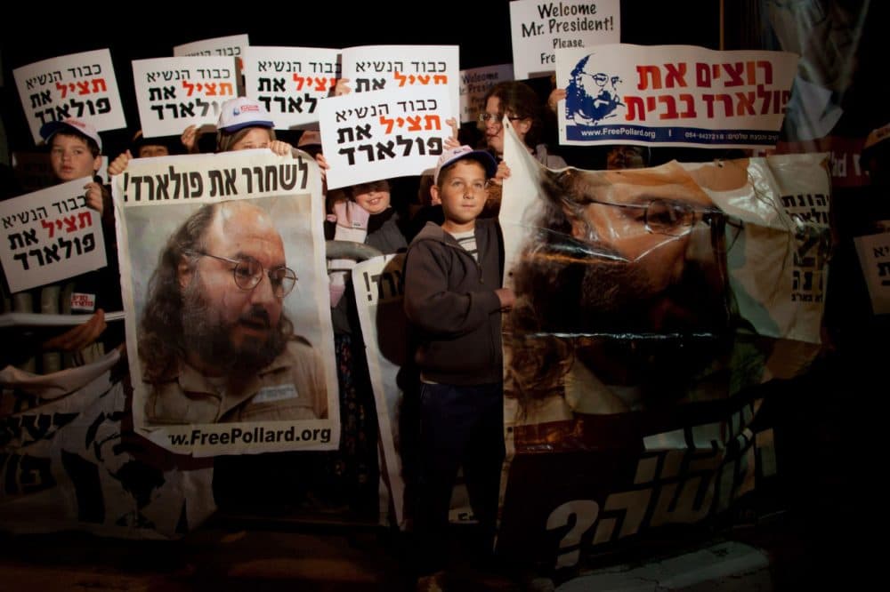 Israelis protest against U.S. President Barack Obama as they call for the release of Jonathan Pollard, a Jewish American who was jailed for life in 1987 on charges of spying on the United States, during a demonstration outside the Israeli President's residence on March 19, 2013 in Jerusalem, Israel. (Uriel Sinai/Getty Images)