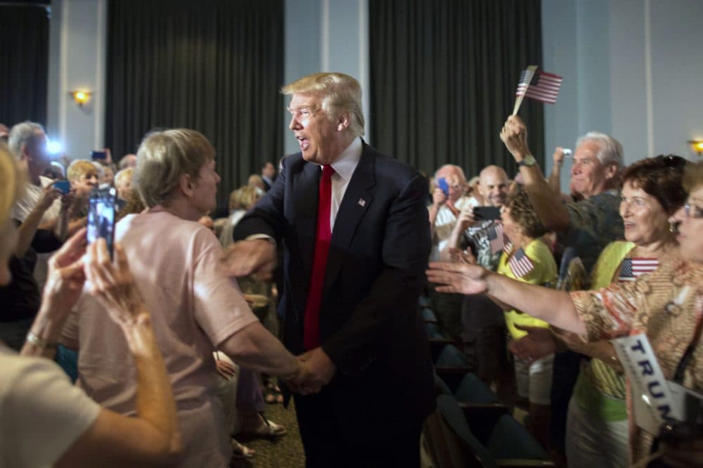 Republican presidential hopeful Donald Trump greets supporters at a South Carolina campaign rally in Bluffton, S.C., on July 21, 2015. (Stephen B. Morton/AP)