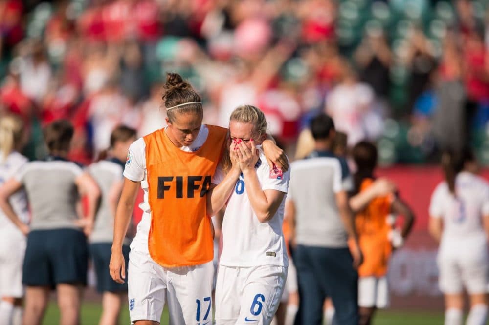 Most people felt sympathy for England's Laura Bassett when she scored an own goal this week during the FIFA World Cup. Not Only A Game analyst Charlie Pierc, who might have even laughed when it happened. (Geoff Robins/AFP/Getty Images)
