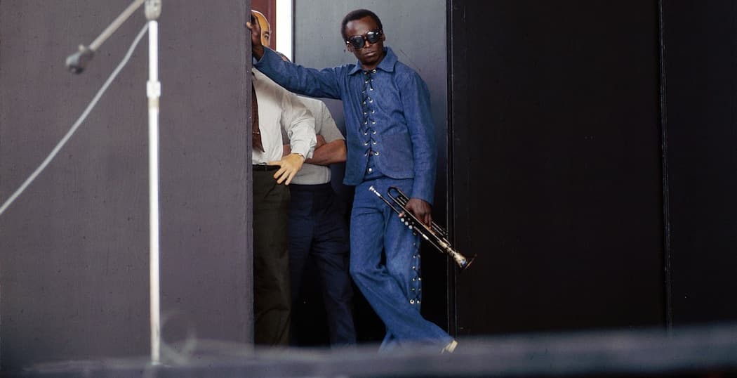 Miles Davis poised to take the Newport stage.  (David Redfern/Redferns)