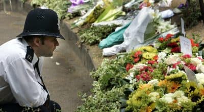 Susan Pollack: &quot;The park has endured war and terrorism, yet it stands as a curious and inspiring place that celebrates life over death, civilization over destruction, peace over war.&quot; Pictured: A British police officer reads messages placed on flowers in the memory of the 7/7/05 attacks in central London's Tavistock Square, site of the bombed No. 30 bus, in central London. (Lefteris Pitarakis/AP)