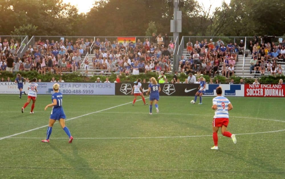 More than 3,400 fans attended last week's NWSL matchup between the Boston Breakers and Chicago Red Stars -- a record crowd for the Breakers this season. (Martin Kessler/WBUR)