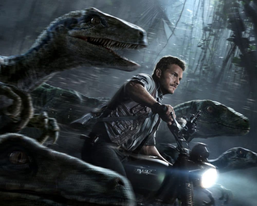 Promotional image for &quot;Jurassic World&quot; featuring  Chris Pratt. (Universal Studios &amp; Amblin Entertainment)