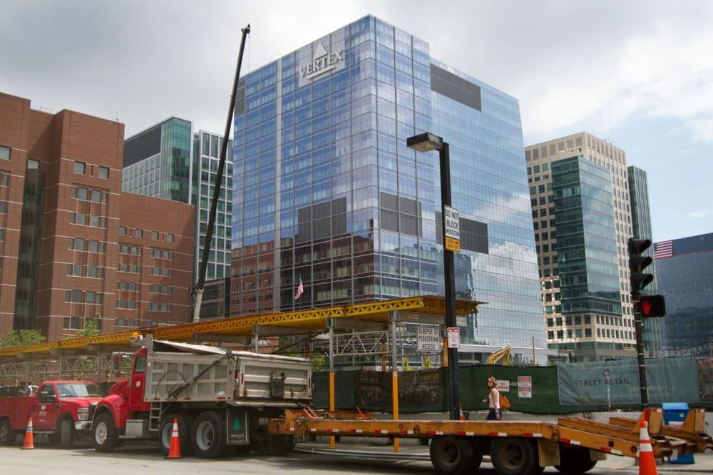 Vertex Pharmaceuticals is located on the edge of the blossoming South Boston waterfront. (Hadley Green for WBUR)
