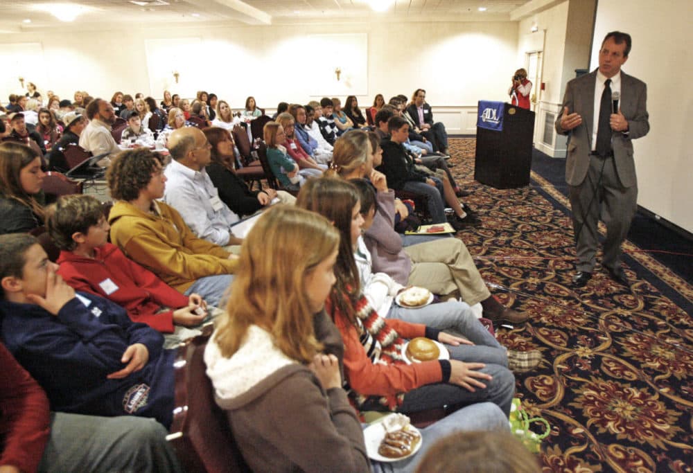 During a 2008 conference in Vermont, students listen to the father of a boy who died by suicide after being bullied online. A recent study finds that cyberbullying in the Boston-area is on the rise. (Toby Talbot/AP)