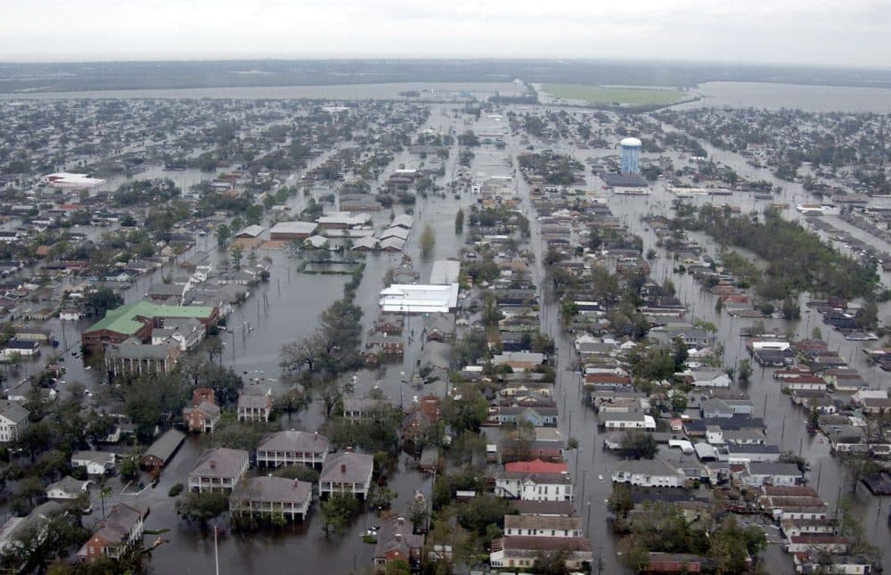Flooded neighborhoods of New Orleans as the Coast Guard conducted its initial damage assessment on Aug. 29, 2005 after Hurricane Katrina made landfall as a Category 4 storm. (Kyle Niemi/US Coast Guard via Getty Images)