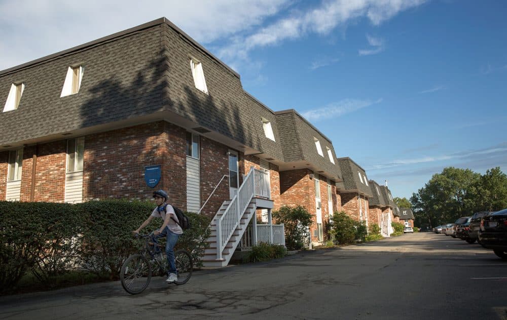 The Briston Arms housing complex in North Cambridge was at risk of losing affordable housing, but it was purchased by the Preservation of Affordable Housing. (Robin Lubbock/WBUR)