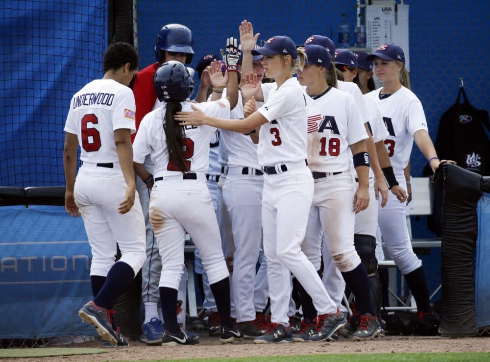The U.S. women's national baseball team won gold at the 2015 Pan American Games, but author Jennifer Ring says the U.S. needs to &quot;keep on pushing&quot; to make baseball more widely available for women. (Mark Humphrey/AP)