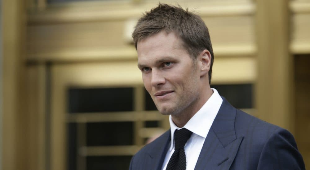 New England Patriots quarterback Tom Brady leaves federal court Aug. 12, 2015, in New York. Brady left the courthouse after a full day of talks with a federal judge in his dispute with the NFL over a four-game suspension. (Mary Altaffer/AP)