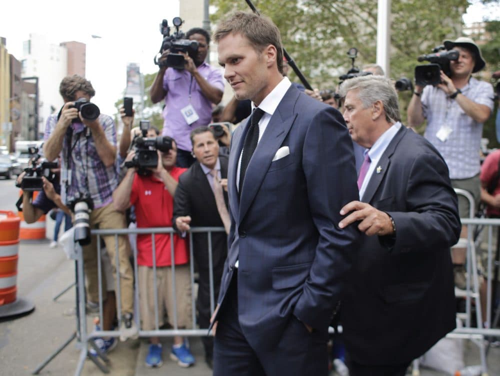 New England Patriots quarterback Tom Brady leaves federal court in New York last week. (Frank Franklin II/AP)