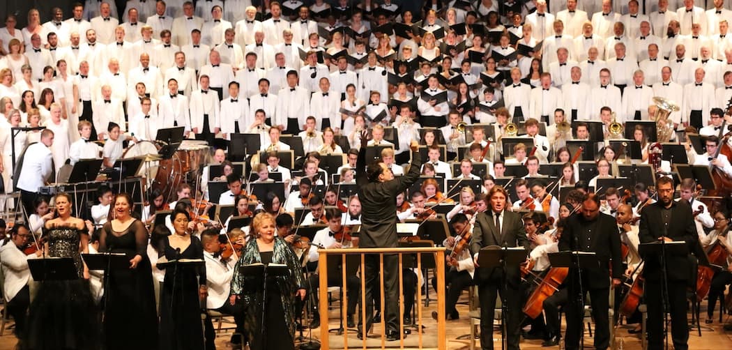 Andris Nelsons conducts Mahler's Eighth Symphony at Tanglewood. (Hilary Scott)