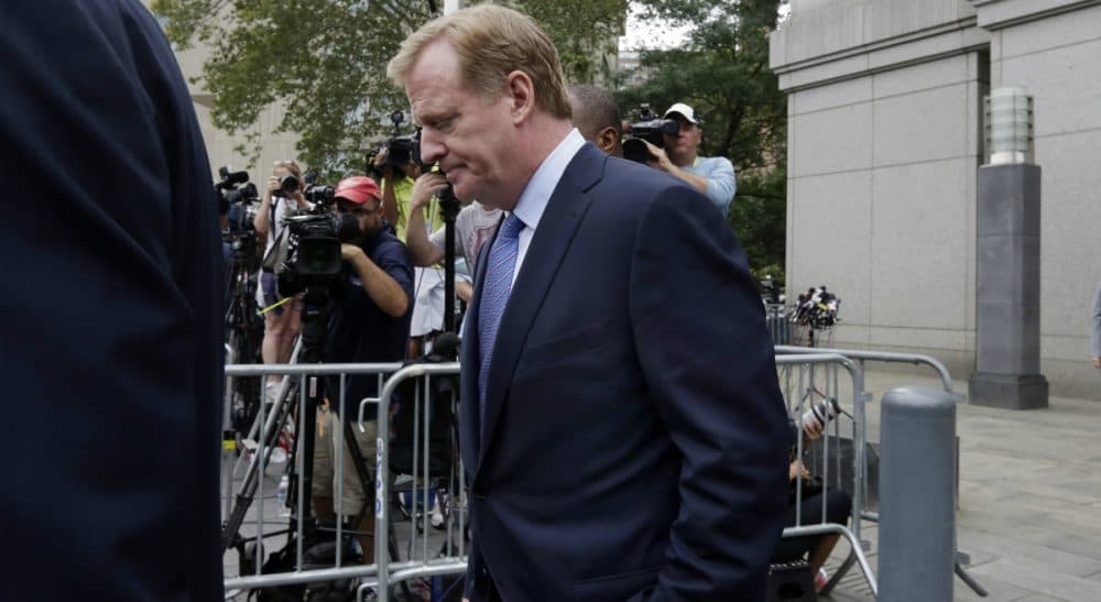 A federal judge deflated &quot;DeflateGate&quot; on Thursday, erasing New England quarterback Tom Brady's four-game suspension for a controversy that the NFL claimed threatened football's integrity. U.S. District Judge Richard M. Berman said NFL Commissioner Roger Goodell, pictured here on Aug. 31, went too far in affirming punishment of the Super Bowl winning quarterback. Still, Bill Littlefield wonders if Goodell wasn't using DeflateGate to serve his purposes all along. (Richard Drew/ AP)
