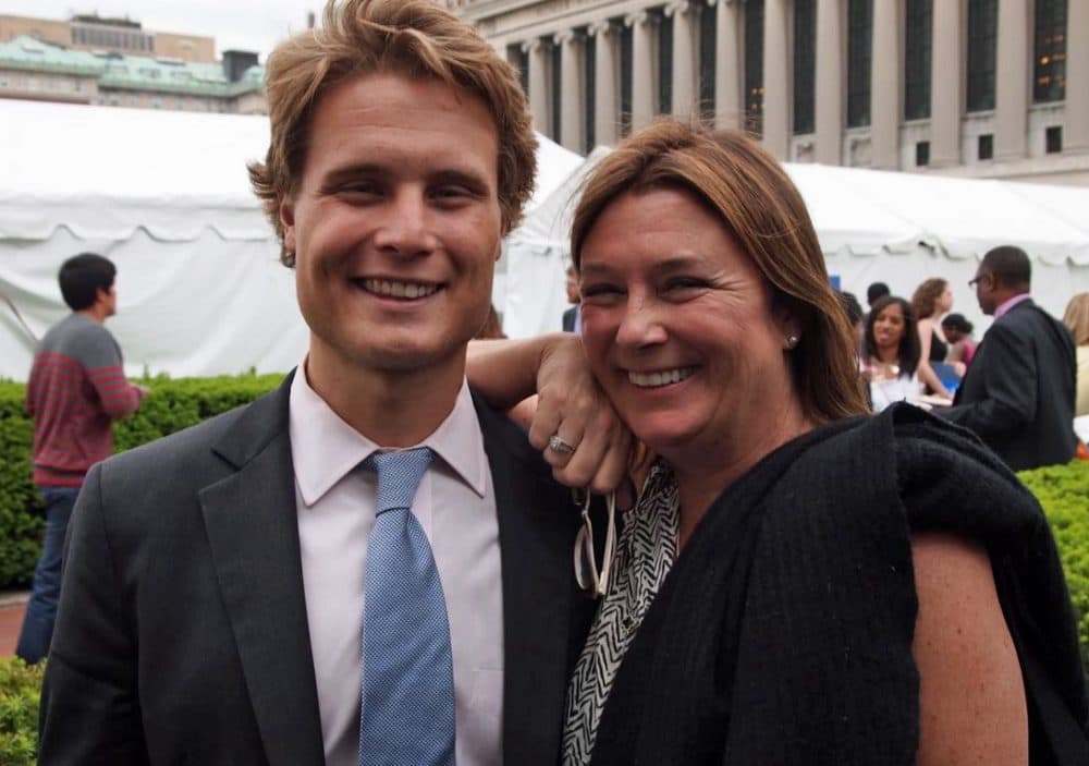 Ben Yeager is pictured with his mother, Anne Yeager, at his 2014 graduation from the Columbia Graduate School of Journalism. (Courtesy of Ben Yeager)