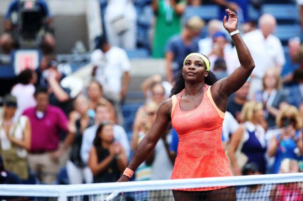 Serena Williams of the United States reacts after defeating  Kiki Bertens of the Netherlands during their Women's Singles Second Round match on Day Three of the 2015 US Open at the USTA Billie Jean King National Tennis Center on September 2, 2015 in New York City. ( Matthew Stockman/Getty Images)