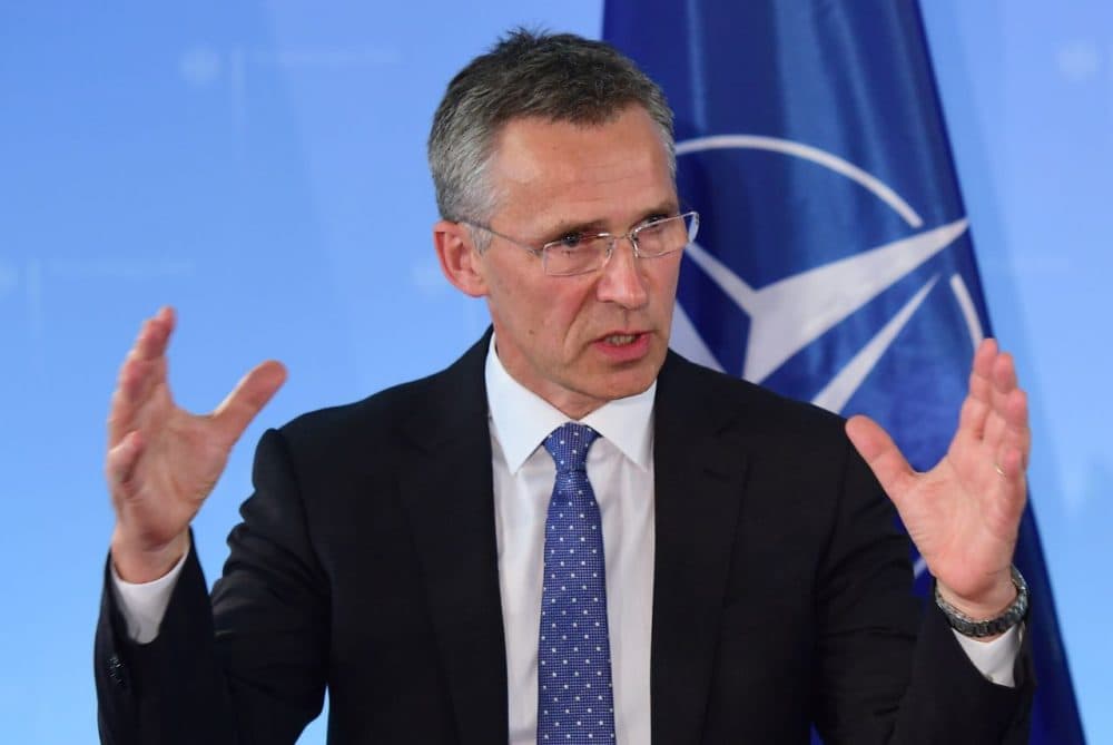 NATO Secretary General Jens Stoltenberg of Norway speaks at a press conference after meeting with German Foreign Minister in Berlin June 30, 2015 following a celebration to commemorate the 60th anniversary of Germany becoming a member of NATO and talks focused on the situation between Ukraine and Russian federation. (John MacDougall/AFP/Getty Images)