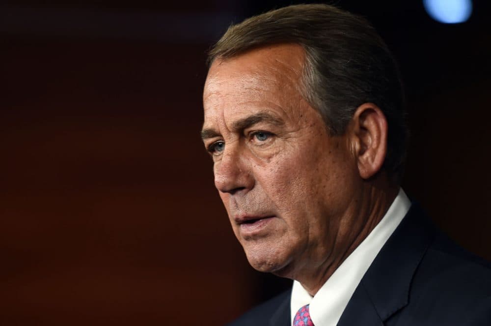 House Speaker John Boehner holds his weekly news conference on Capitol Hill on July 29, 2015 in Washington, DC. During the press conference the Speaker listed the accomplishments of the Republican party that saved US tax payers trillions of dollars, but admitted much more needs to be done. (Astrid Riecken/Getty Images)