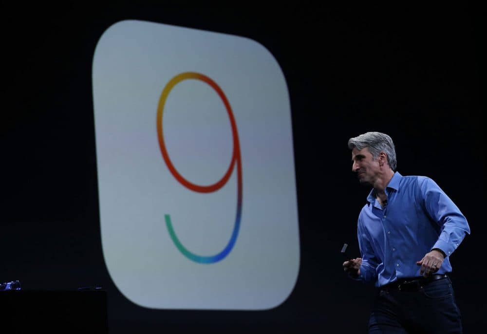 Craig Federighi, Apple senior vice president of Software Engineering, speaks about iOS 9 during Apple WWDC on June 8, 2015 in San Francisco. (Justin Sullivan/Getty Images)
